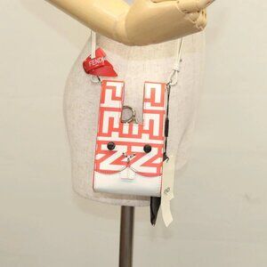 FENDI Bunny Mark Jacobs Collaboration Bag Leather White Red Silver Auth BD1711AM